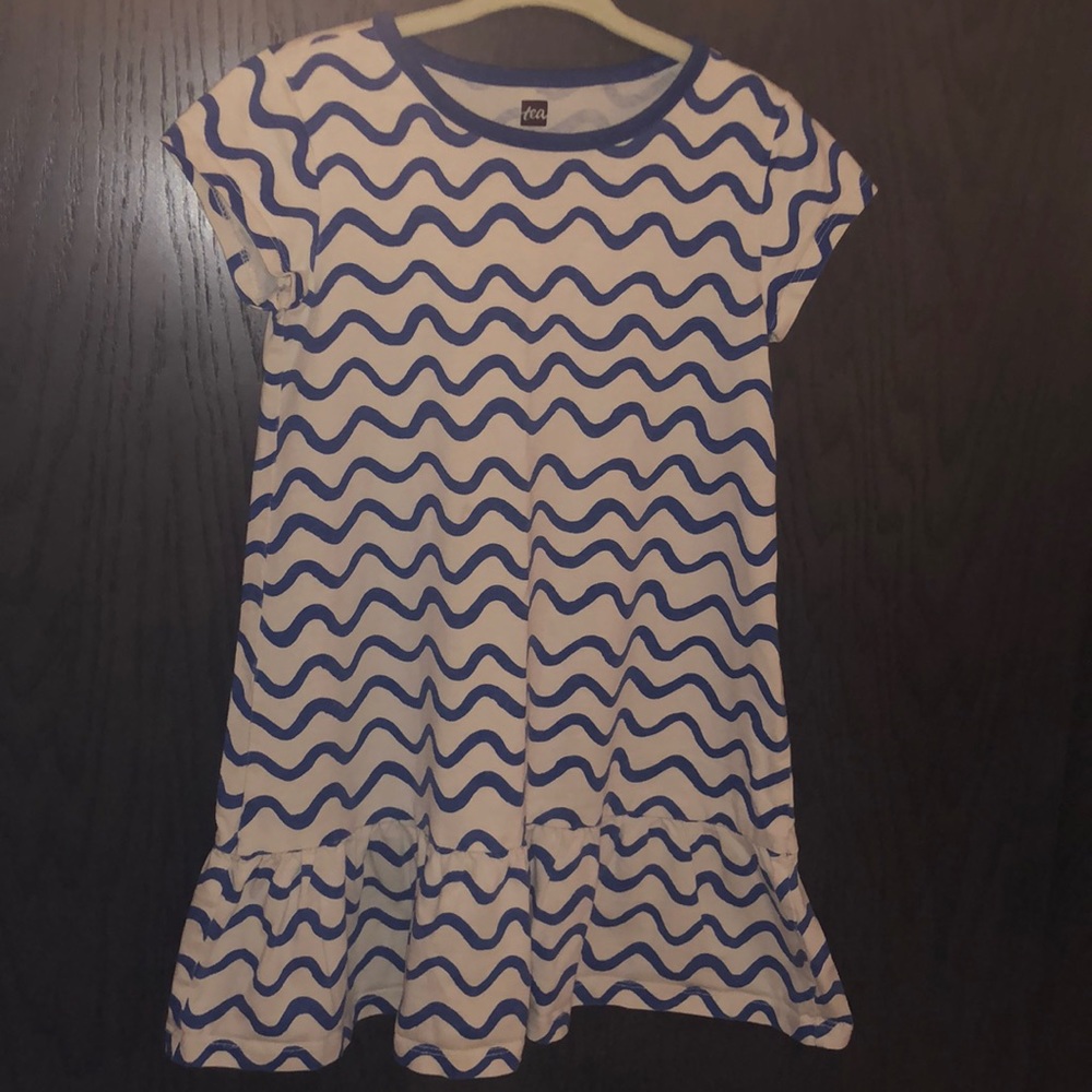 Girls 5T blue and white striped dress